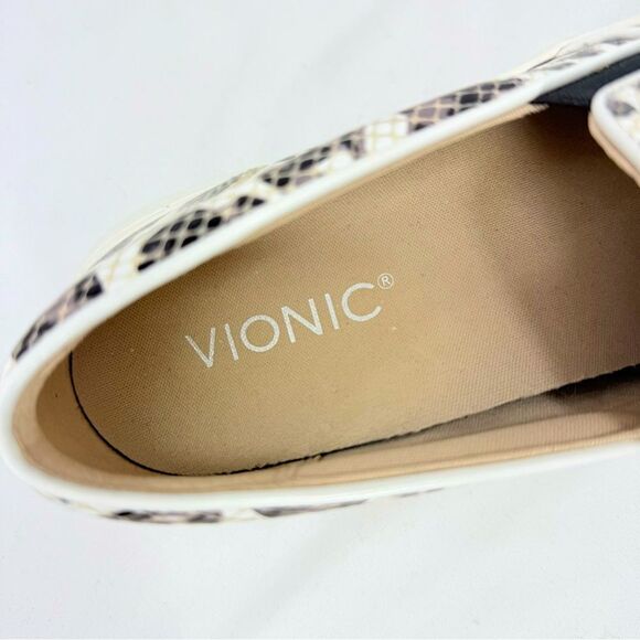 Vionic DINORA Leopard Print Grid Patent Platform Slip On Orthotic Sneakers - Picture 15 of 16